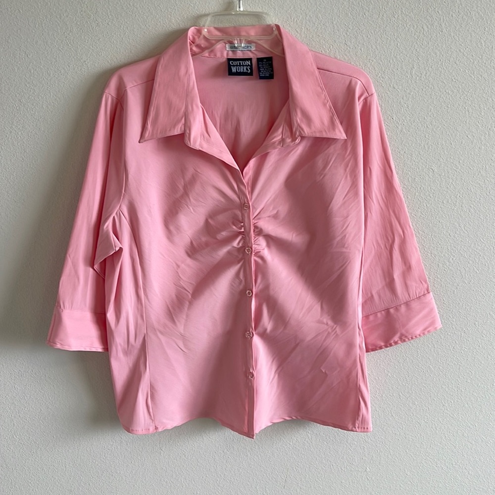 Cotton Works Tops | Cotton Works Stretch Button Up Women’s Blouse | Size 1X
